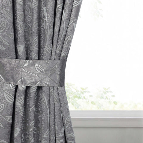 Blackout Window Curtains Leaves Pattern Room Darkening Set of 2