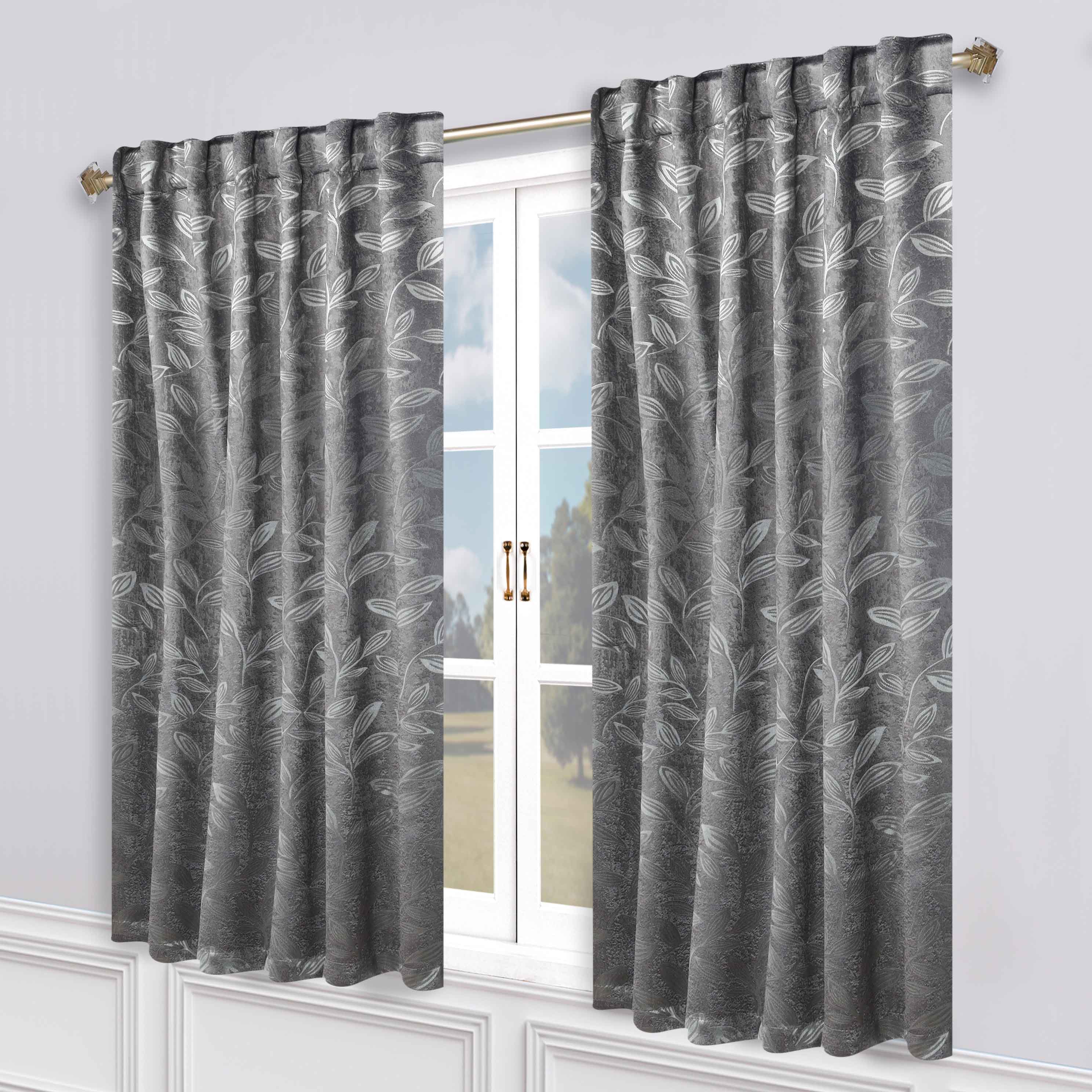 Leaves Room Darkening Back Tabs Blackout Curtain Panels, Set of 2