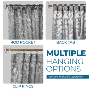 Leaves Room Darkening Back Tabs Blackout Curtain Panels, Set of 2