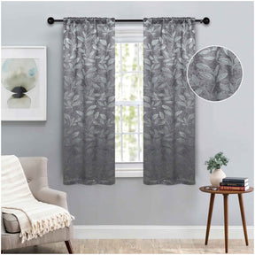 Leaves Room Darkening Washable Blackout Curtain Panels, Set of 2