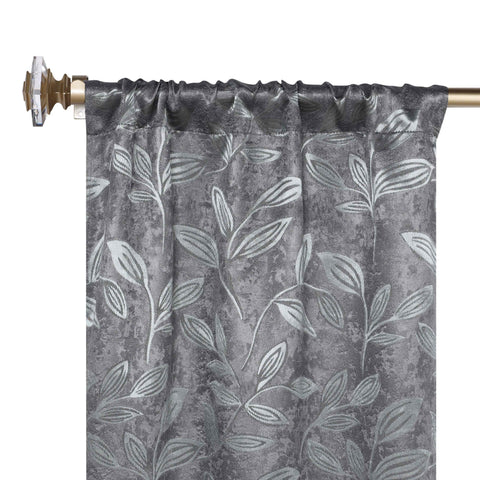 Leaves Room Darkening Washable Blackout Curtain Panels, Set of 2