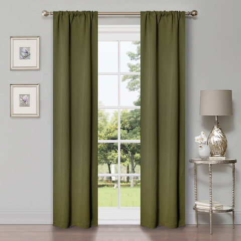 Blackout Window Curtains Solid Room Darkening Washable Set of 2