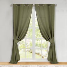 Classic Modern Solid Room Darkening Blackout Curtain Panels, Set of 2
