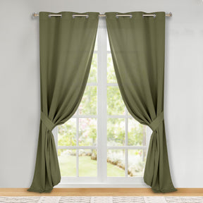 Classic Modern Solid Room Darkening Blackout Curtain Panels, Set of 2