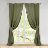 Classic Modern Solid Room Darkening Blackout Curtain Panels, Set of 2