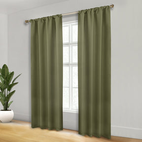 Solid Room Darkening Rod Pocket Blackout Curtain Panels, Set of 2