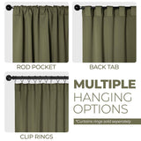 Blackout Window Curtains Solid Room Darkening Back Tab Set of 2