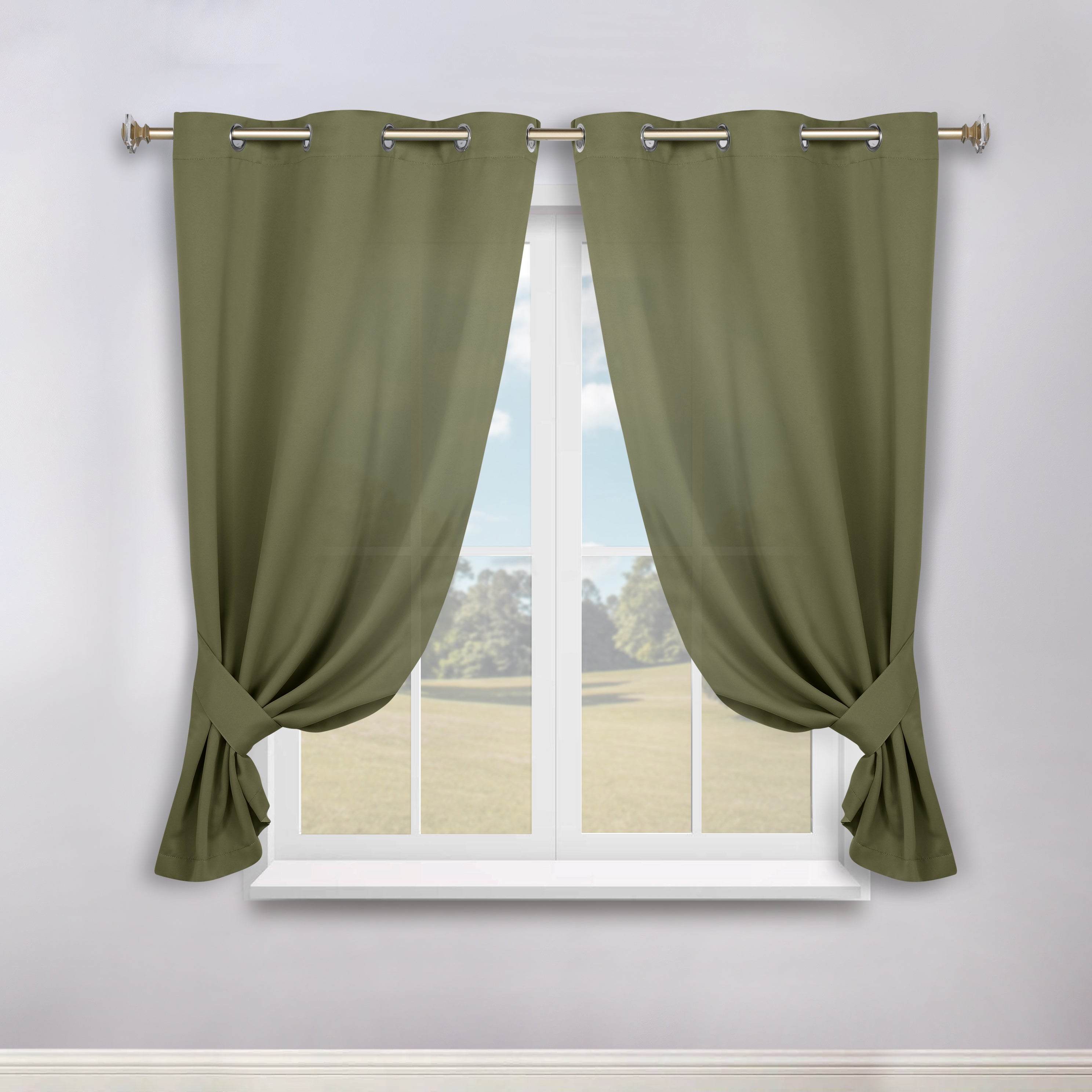 Classic Modern Solid Room Darkening Blackout Curtain Panels, Set of 2