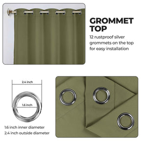 Classic Modern Solid Room Darkening Blackout Curtain Panels, Set of 2