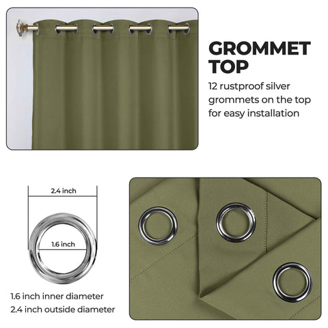 Blackout Window Curtains Classic Modern Room Darkening Set of 2