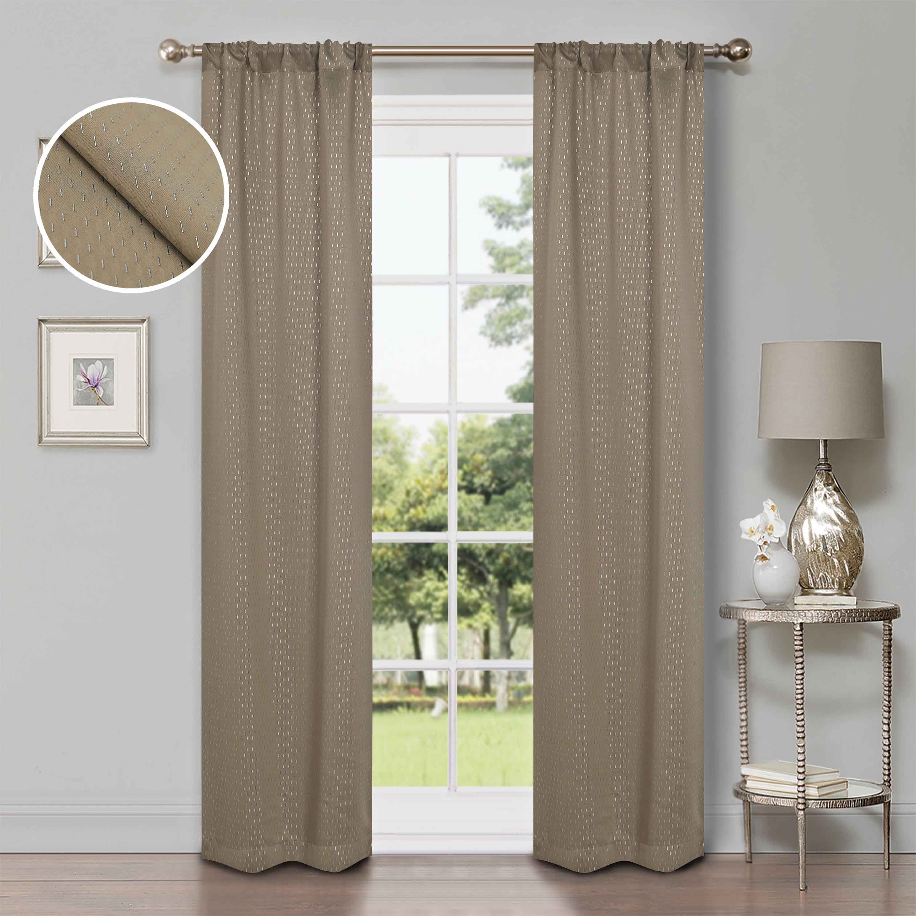 Modern Shimmer Washable Room Darkening Blackout Curtains, Set of 2