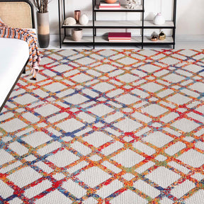 Paxson Geometric Diamond Lattice Indoor Outdoor Area Rug