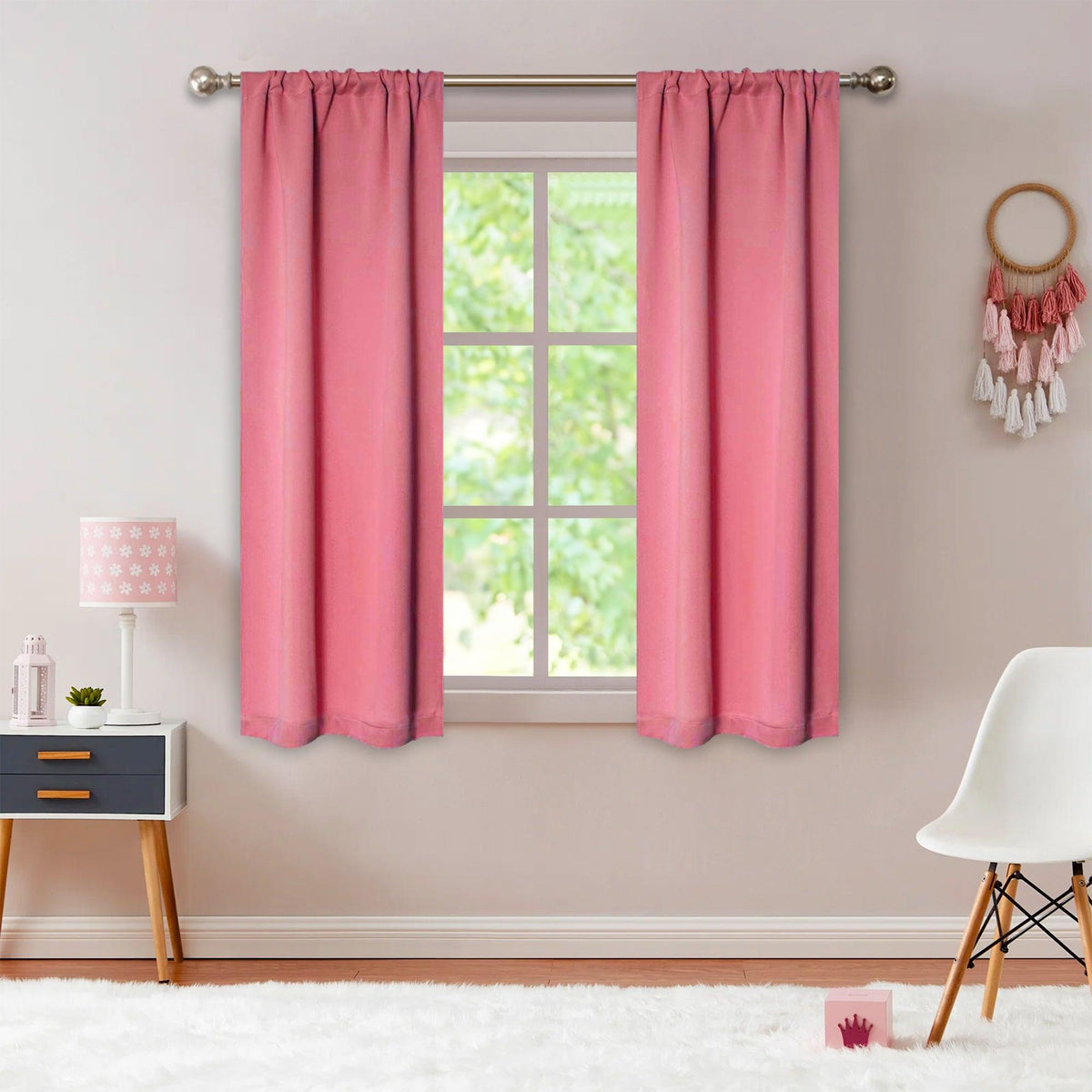 Solid Machine Washable Room Darkening Blackout Curtains, Set of 2
