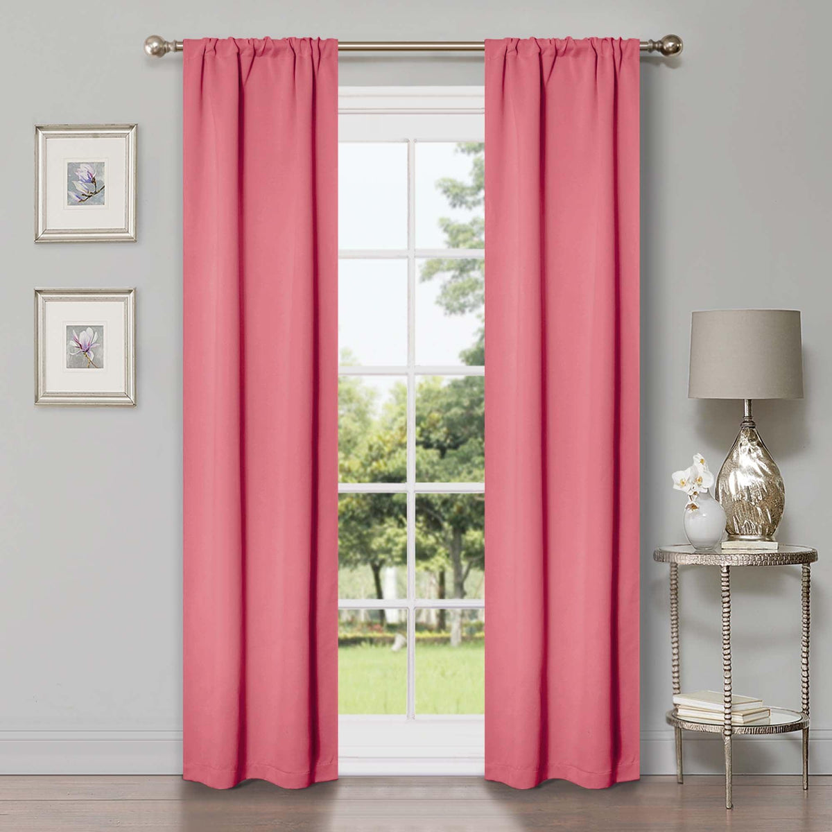 Solid Machine Washable Room Darkening Blackout Curtains, Set of 2