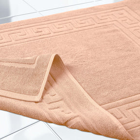 100% Cotton Absorbent Greek Key Border Solid 2 Piece Bath Mat Set