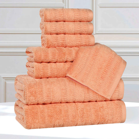Mika Smart Twist Viscose Cotton Blend Solid Ribbed 8 Piece Towel Set