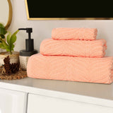 Chevron Zero Twist Jaquard Cotton 3 Piece Bathroom Towel Set