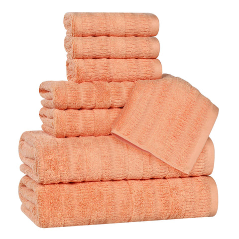 Mika Smart Twist Viscose Cotton Blend Solid Ribbed 8 Piece Towel Set