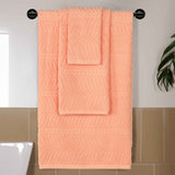 Chevron Zero Twist Jaquard Cotton 3 Piece Bathroom Towel Set