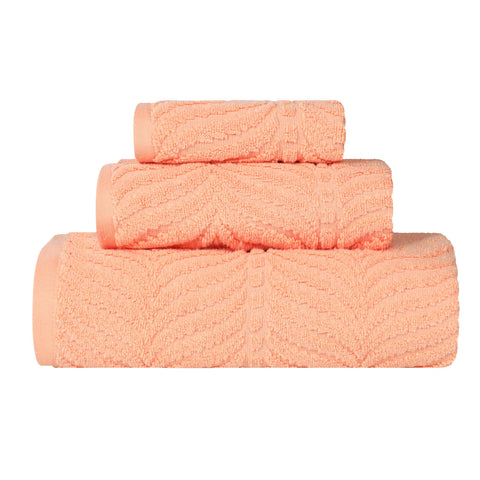 Chevron Zero Twist Jaquard Cotton 3 Piece Bathroom Towel Set