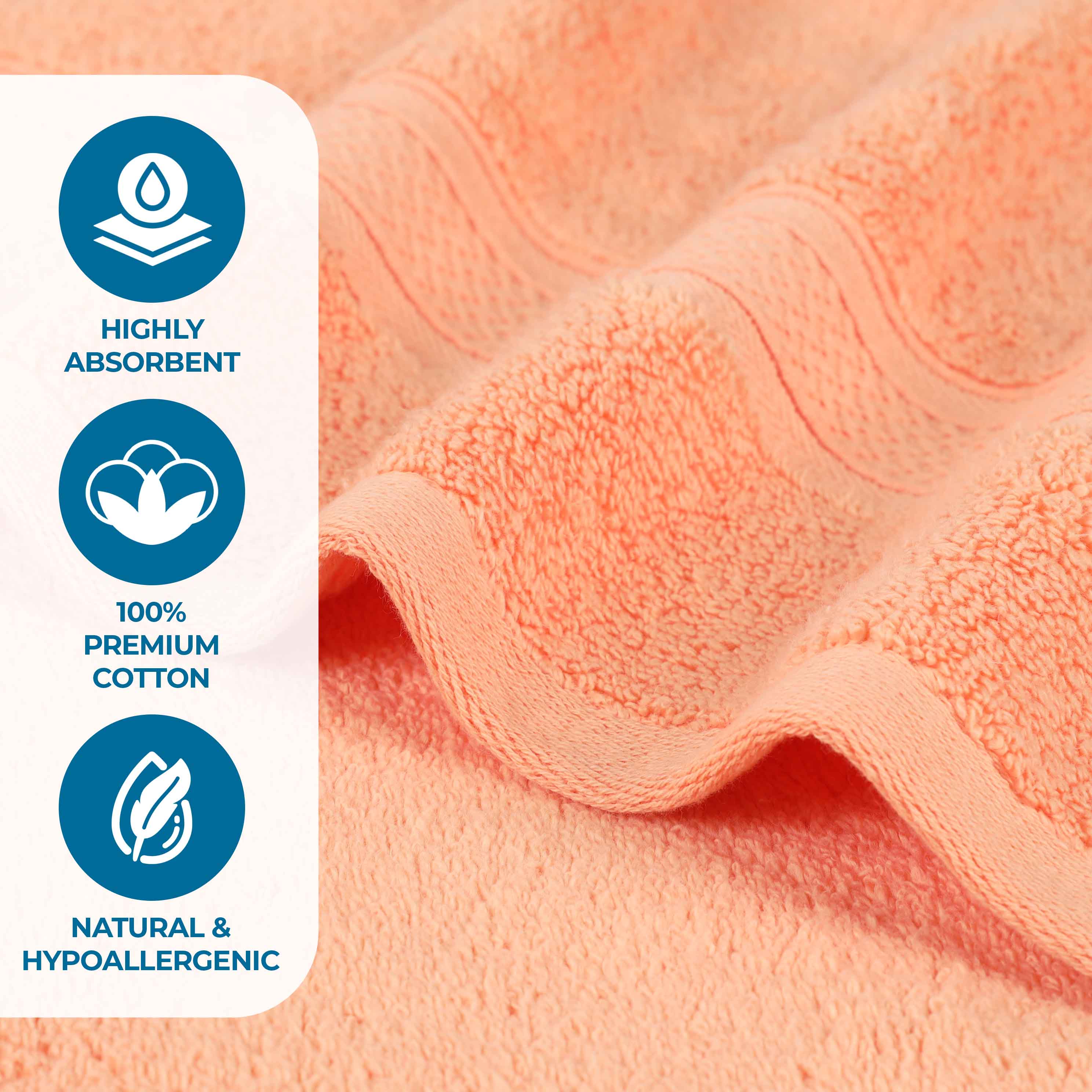 Chevron Zero Twist Solid Soft Absorbent Cotton 3 Piece Towel Set