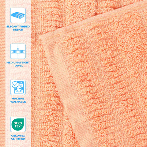 Mika Smart Twist Viscose Cotton Blend Solid Ribbed 8 Piece Towel Set