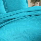 Lightweight Cotton Bedspread Sets 3-Piece Geometric Fret Jacquard Matelassé Scalloped