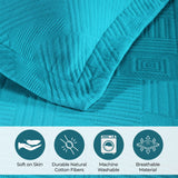 Lightweight Cotton Bedspread Sets 3-Piece Geometric Fret Jacquard Matelassé Scalloped