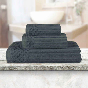 Soho Ribbed Cotton Absorbent 3 Piece Assorted Towel Set