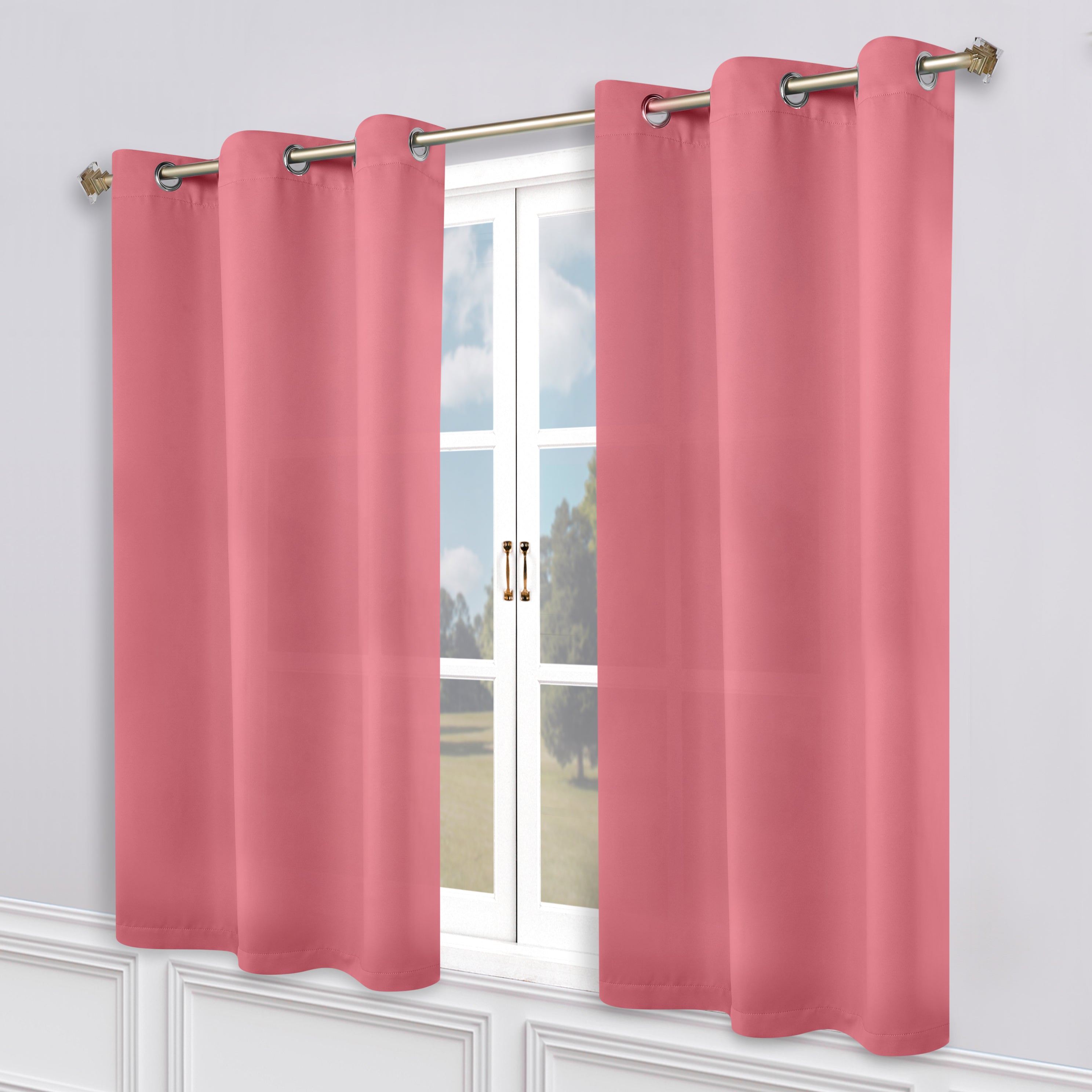 Classic Modern Solid Room Darkening Blackout Curtain Panels, Set of 2
