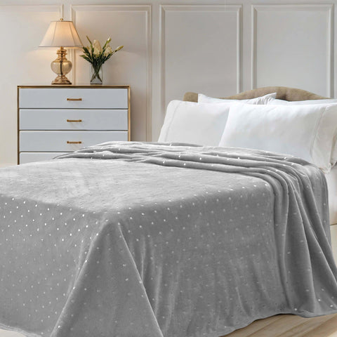 Fleece Plush Medium Weight Fluffy Soft Decorative Polka Dot Blanket