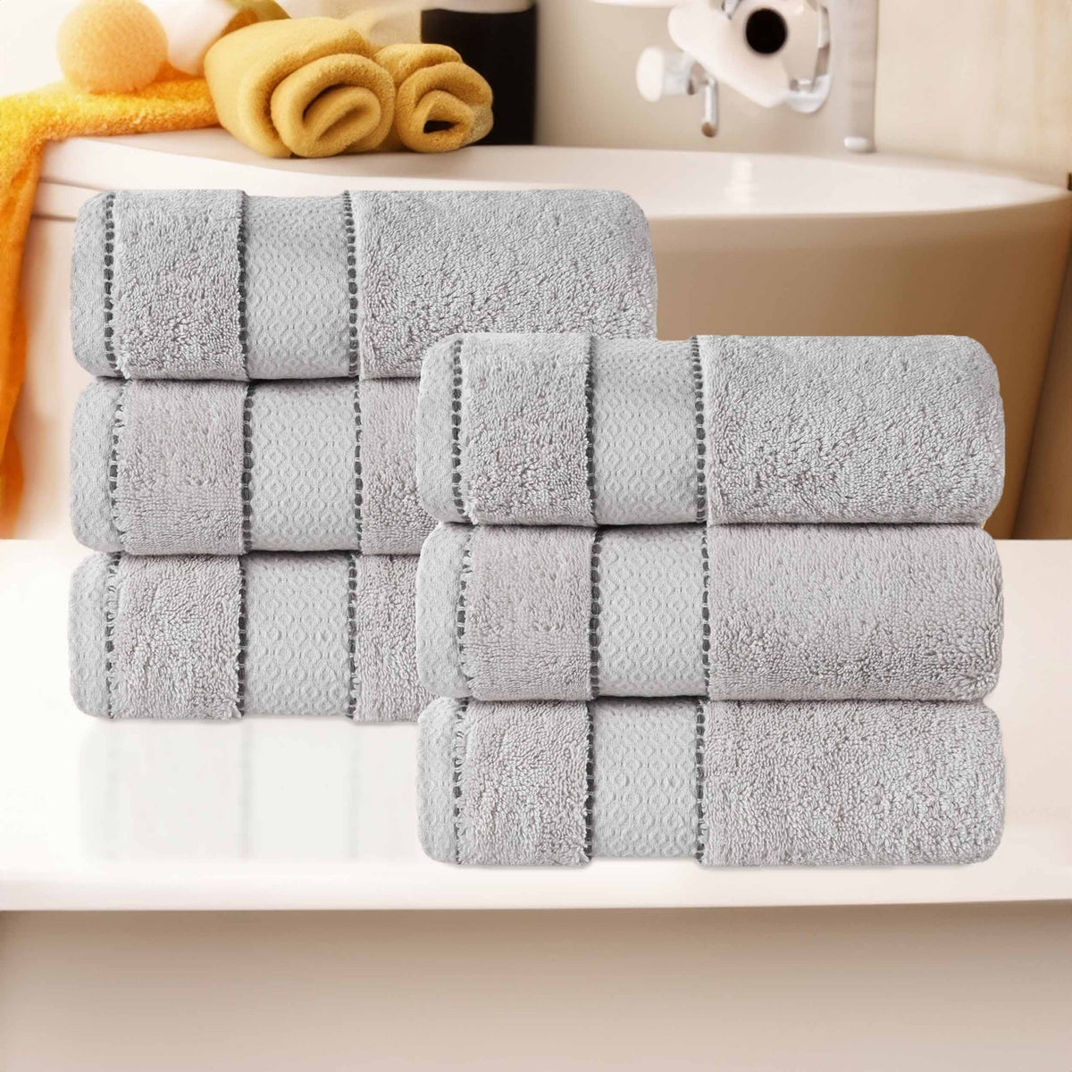 Niles Egyptian Giza Cotton Plush Thick Absorbent Hand Towel Set of 6