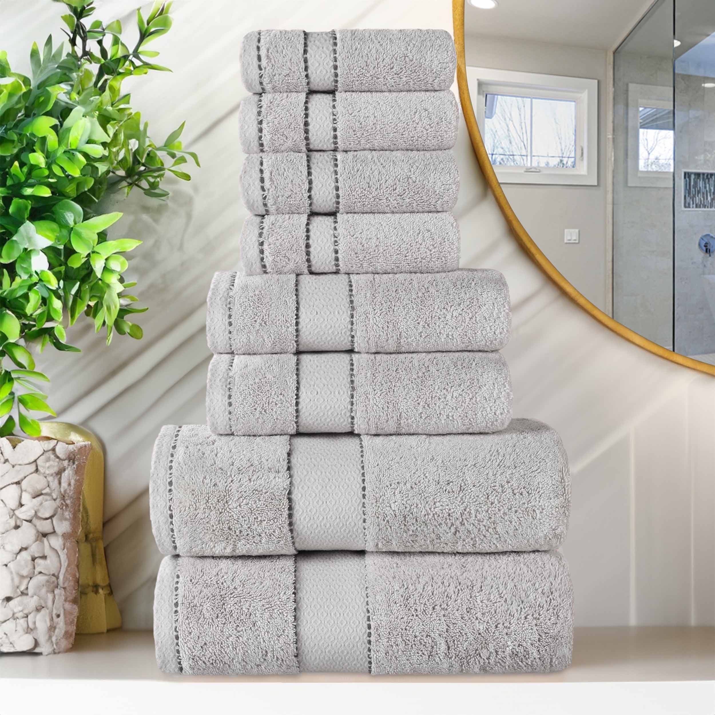 Niles Egyptian Giza Cotton Plush Heavyweight Soft 8 Piece Towel Set