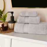 Chevron Zero Twist Solid Soft Absorbent Cotton 3 Piece Towel Set