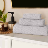 Chevron Zero Twist Jaquard Cotton 3 Piece Bathroom Towel Set