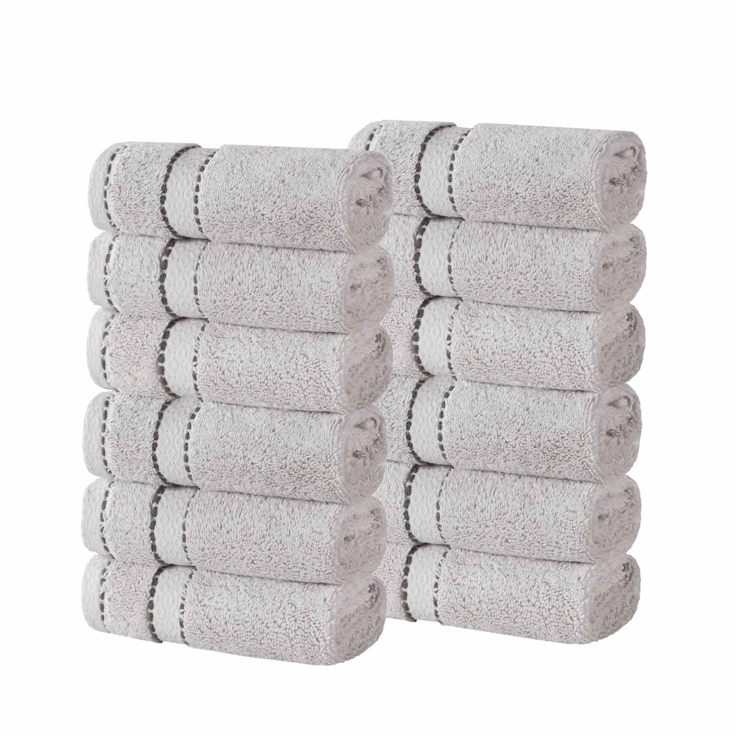 Niles Egyptian Giza Cotton Plush Absorbent Face Towel Washcloth Set of 12