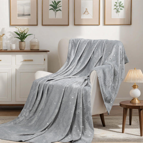 Fleece Plush Medium Weight Fluffy Soft Decorative Polka Dot Blanket