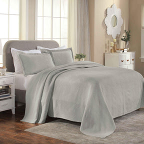 Cotton Jacquard Matelassé Scalloped Geometric Fret Bedspread Set