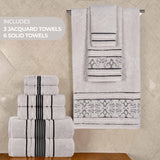 Zero-Twist Cotton Jacquard Towel Set 9 Piece - Sadie