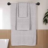 Chevron Zero Twist Jaquard Cotton 3 Piece Bathroom Towel Set