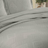 Lightweight Cotton Bedspread Sets 3-Piece Geometric Fret Jacquard Matelassé Scalloped