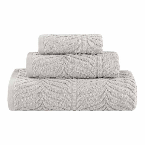 Chevron Zero Twist Jaquard Cotton 3 Piece Bathroom Towel Set