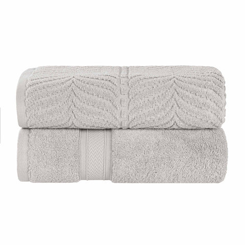 Chevron Zero Twist Solid and Jacquard Soft Cotton Bath Sheet Set of 2