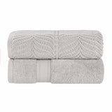 Chevron Zero Twist Solid and Jacquard Soft Cotton Bath Sheet Set of 2