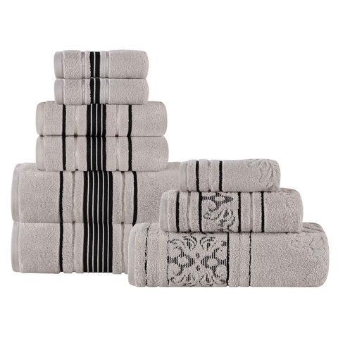 Zero-Twist Cotton Jacquard Towel Set 9 Piece - Sadie