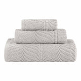 Chevron Zero Twist Jaquard Cotton 3 Piece Bathroom Towel Set
