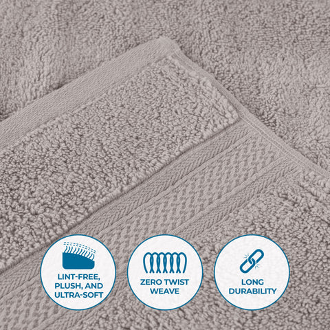 Chevron Zero Twist Solid Soft Absorbent Cotton 3 Piece Towel Set