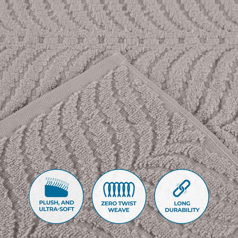 Chevron Zero Twist Solid and Jacquard Soft Cotton Bath Sheet Set of 2