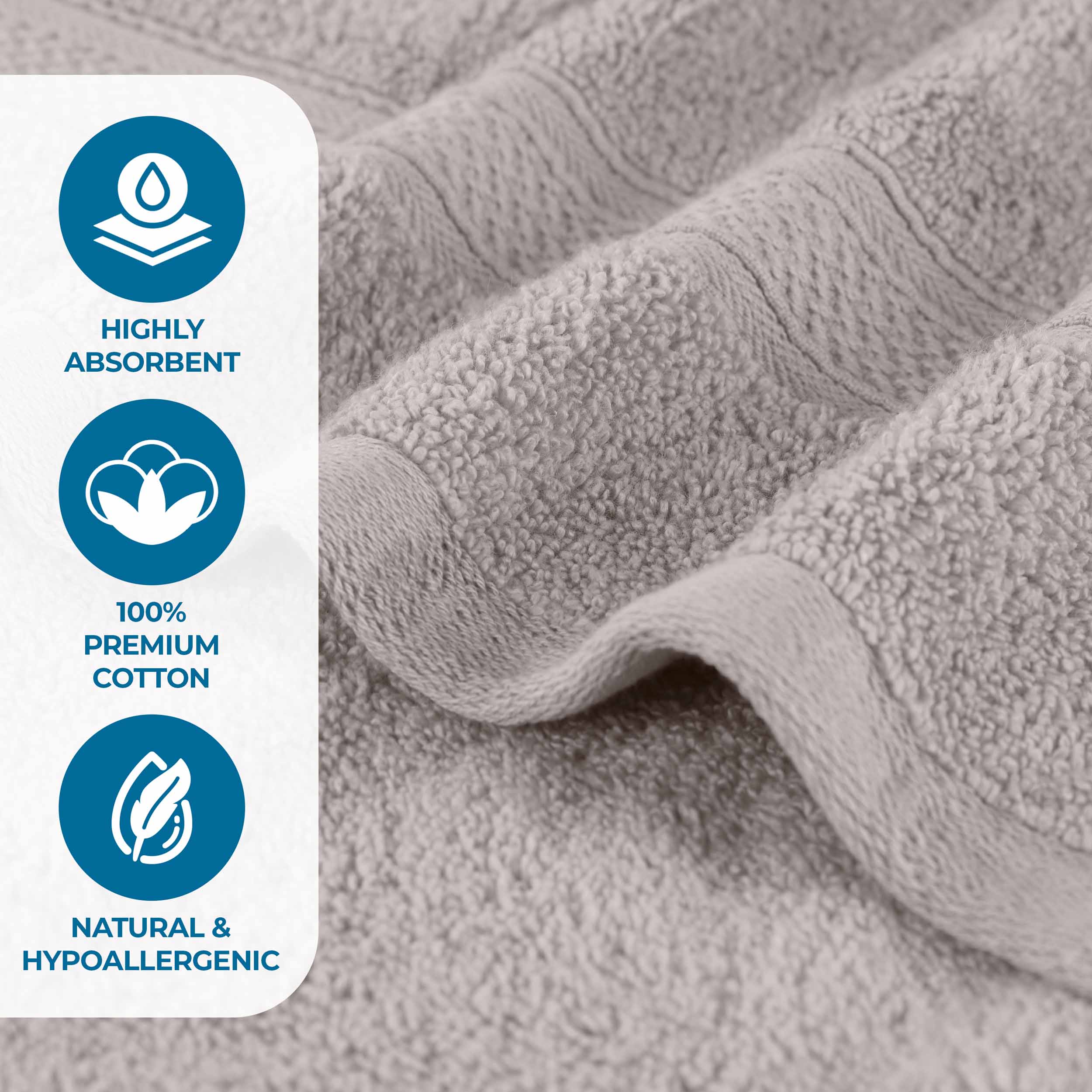 Chevron Zero Twist Solid Soft Absorbent Cotton 3 Piece Towel Set
