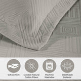 Lightweight Cotton Bedspread Sets 3-Piece Geometric Fret Jacquard Matelassé Scalloped